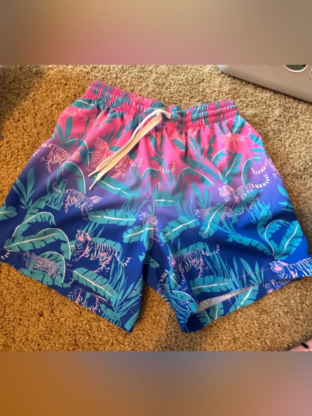 chubbies Blue & Pink Tropical Tiger Swim Shorts